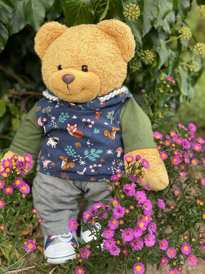 Forest Friends hoodie for bears and other plush toys various sizes customizable handmade image 1