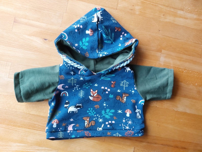 Forest Friends hoodie for bears and other plush toys various sizes customizable handmade image 4