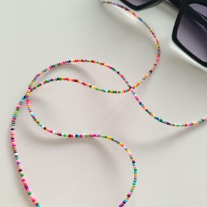Chaîne de lunettes multicolore, Chaîne de lunettes en perles, Porte-lunettes, Chaîne de lunettes, Chaîne de lunettes en perles à la main, Lanière de lunettes, Support