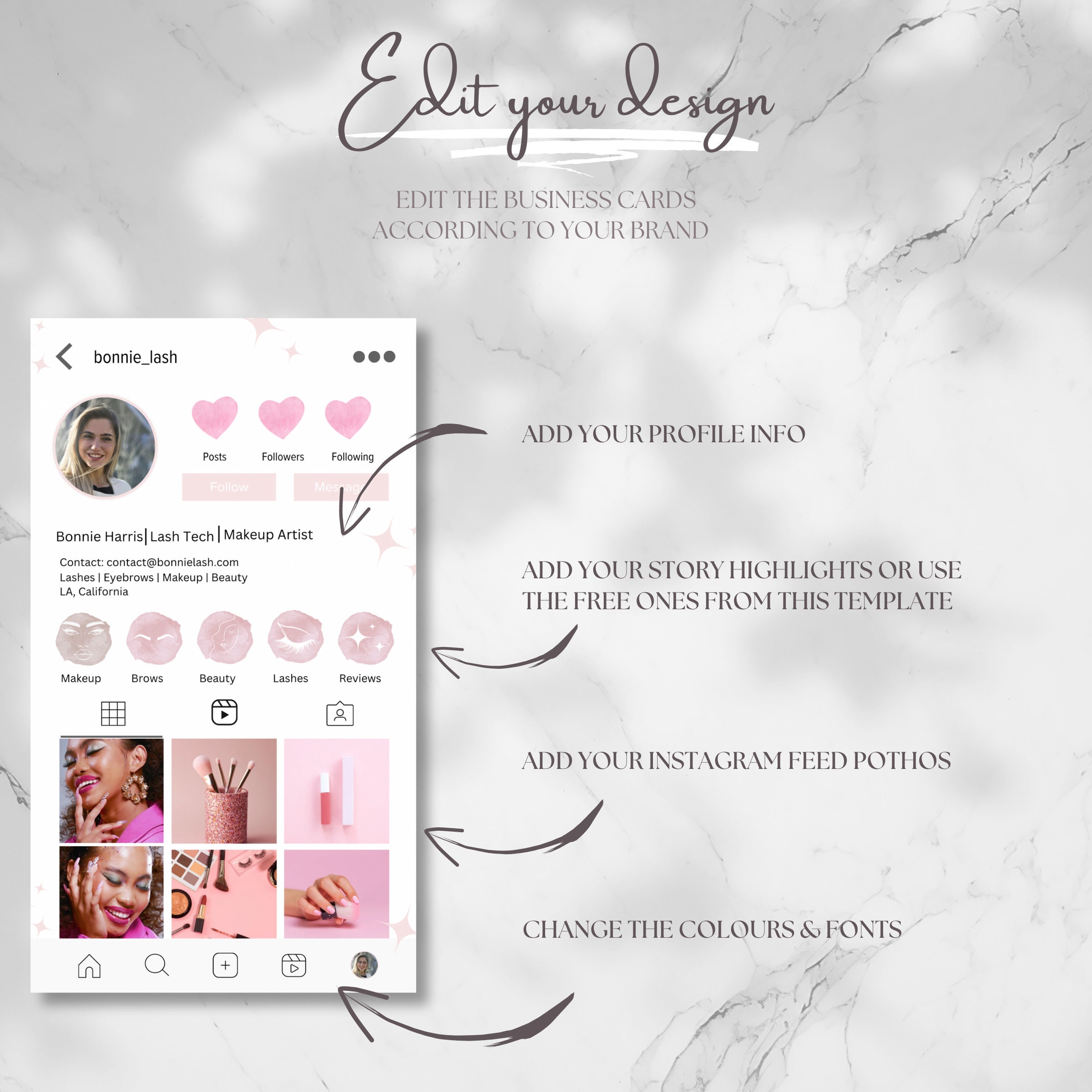 Instagram Business Card Template Design, Lash Business Card, QR Code