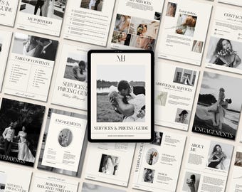 Eleganter, moderner Fotoservice & Preisgestaltungs-Leitfaden Vorlage: Welcome (Canva)
