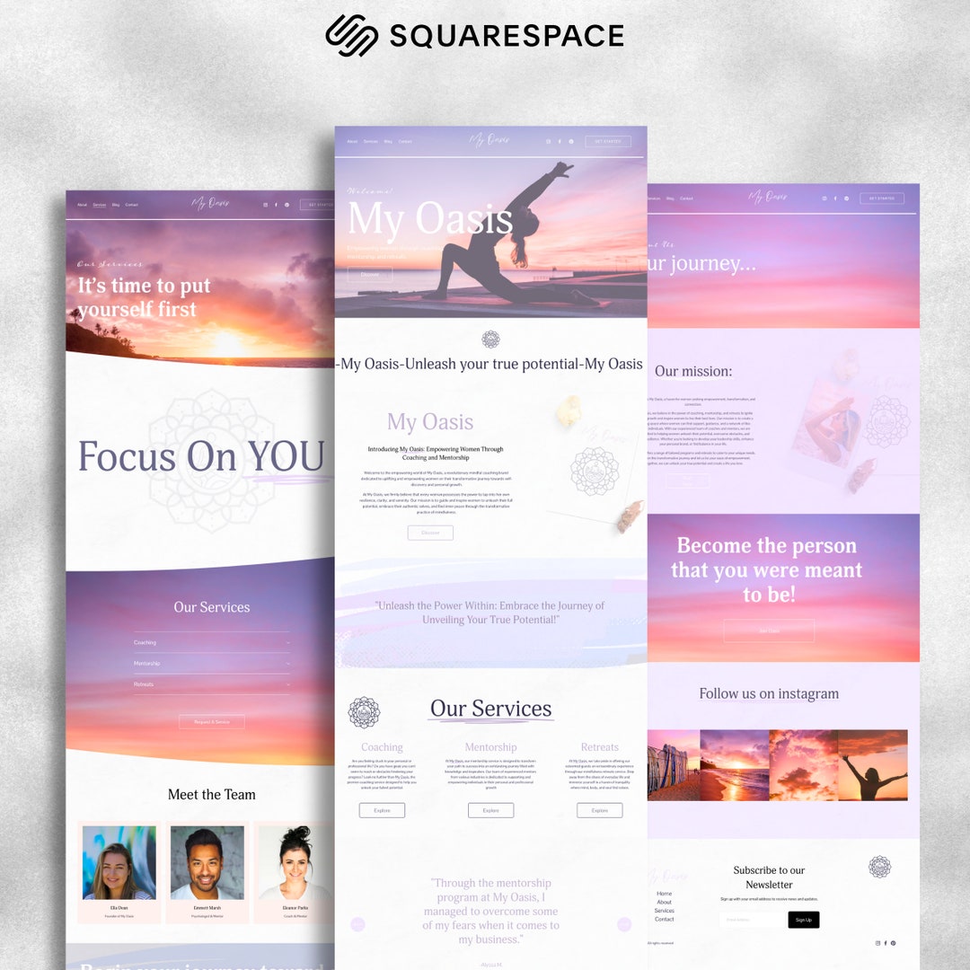 Squarespace Template, site Banner Set, Squarespace 7.1 Landing Page