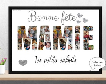 Affiche photo personnalisé fête des grands mère pour cadeau anniversaire mamie, idéal a offrir à mamie, cadeau mamie