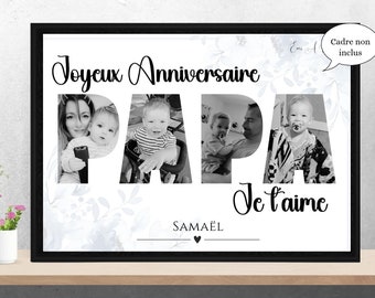 Affiche photo personnalisée papa idéal pour cadeau anniversaire papa