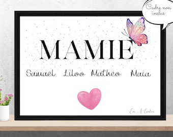 Affiche mamie, famille, cadeau original, cadeau personnalisé