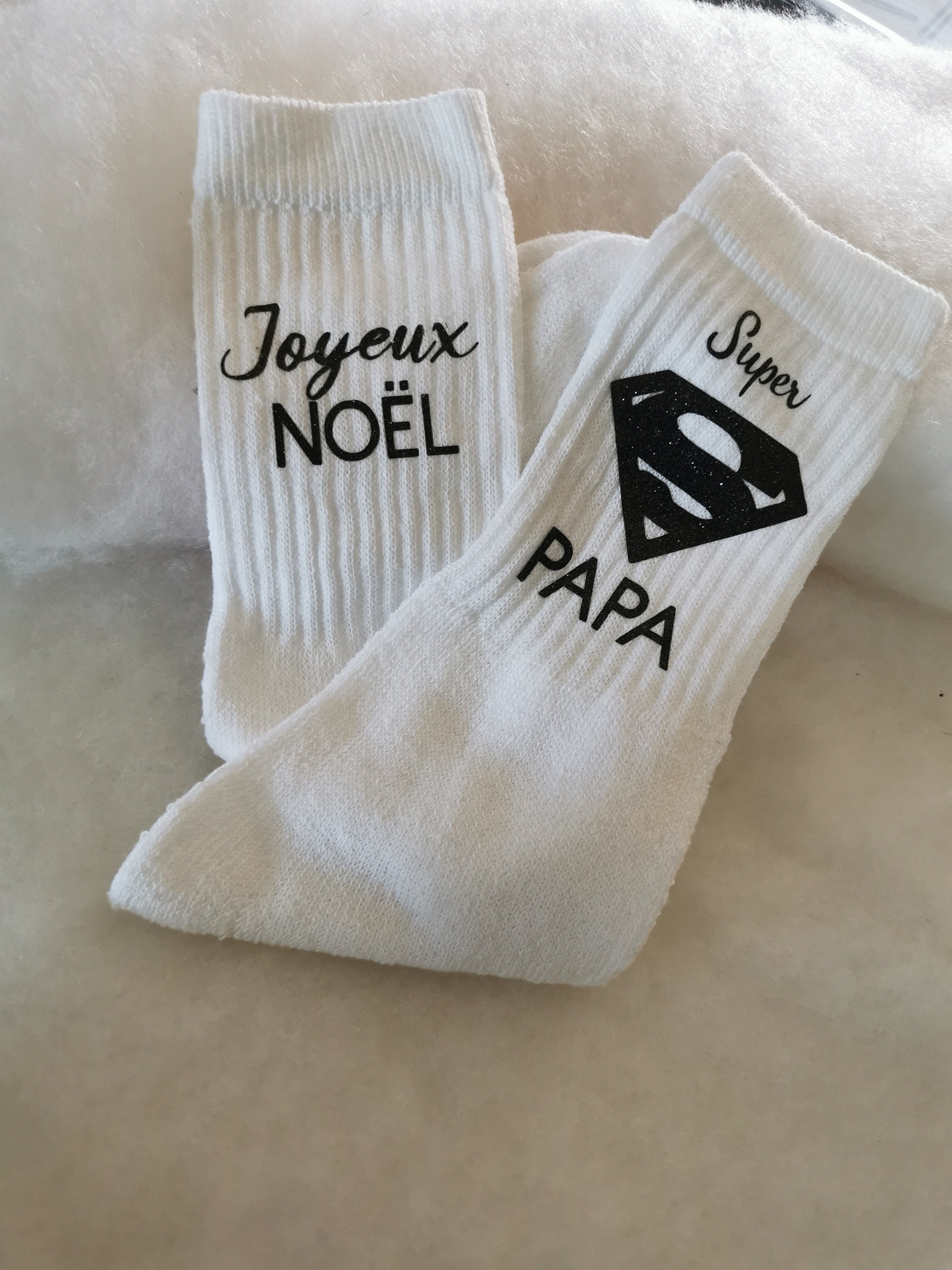 Chaussette Super Papa - Idée Cadeau Papa - Cadeau Noel Pères - Chaussette  Superman
