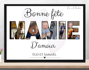 Affiche photo fête mamie personnalisée pour cadeau fêtes des grands mères ou fête des mamies, idéal al a offrir, fête mamie