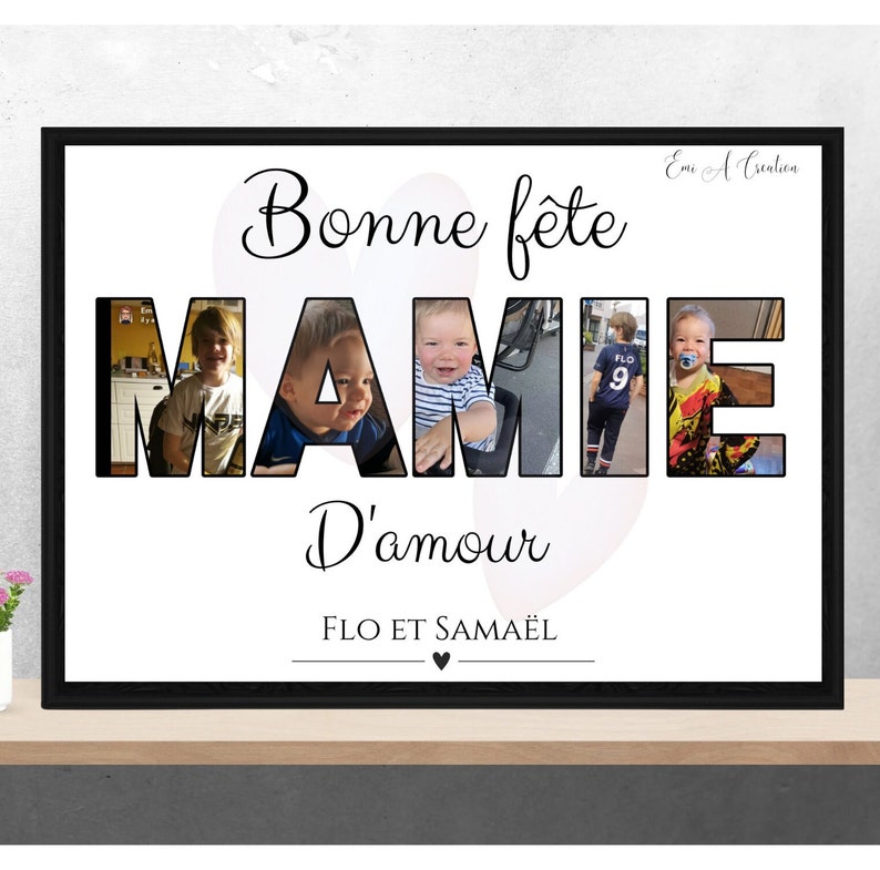 Affiche photo fête mamie personnalisée pour cadeau fêtes des grands mères ou fête des mamies, idéal al a offrir, fête mamie Modèle 1