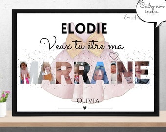 Godmother request, personalized poster - Ideal to offer for a magnificent souvenir, godmother, baptism