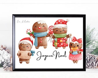 affiche cadre Noël famille idéal pour cadeau de Noël à petit prix, cadeau Noël personnalisé, Noël