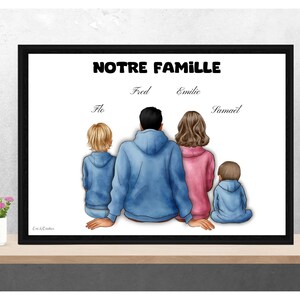 Affiche famille personnalisée, portrait famille personnalisé, cadre famille, famille à personnaliser image 1