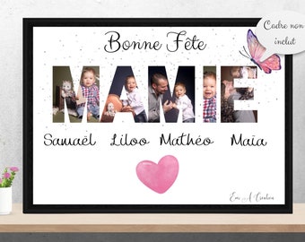 Affiche mamie à personnaliser, pour cadeau fête mamie, fete des grands meres ideal a offrir