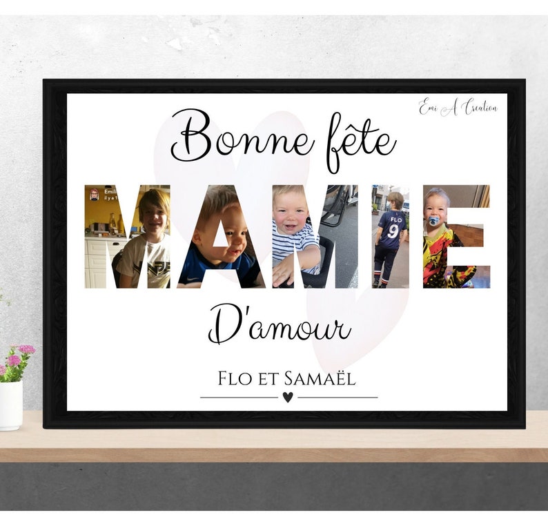 Affiche photo fête mamie personnalisée pour cadeau fêtes des grands mères ou fête des mamies, idéal al a offrir, fête mamie Modèle 3