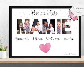 Affiche fête mamie personnalisée pour cadeau fête mamie, fete des grands meres ideal a offrir