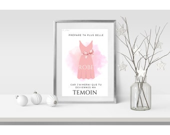 Cadeau demande témoin, affiche imprimée pour remerciement  témoin personnalisé idee cadeau temoin, mariage, cadeau