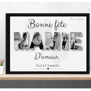 Affiche photo fête mamie personnalisée pour cadeau fêtes des grands mères ou fête des mamies, idéal al a offrir, fête mamie modèle 1 Noir et B