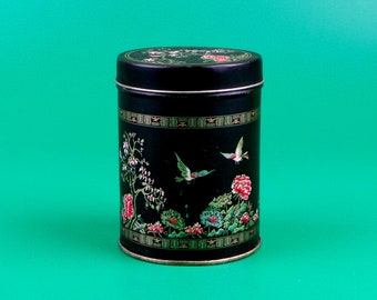 Vintage Metal Container with Japanese Motif * Collectable Vintage Tin Box