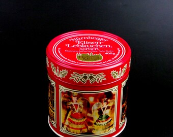 Vintage Round Tin Box Nürnberger Elisen Lebkuchen * Collectable Tin Box Christmas * Made in Germany