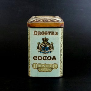 Vintage Tin Box Droste Cocoa Caja de estaño coleccionable La bonita chica de chocolate Hecho en Holanda imagen 1
