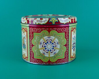 Vintage Round Tin Box Nyakers Pepparkakor * Vintage Large Colorful Container  * Made in Sweden