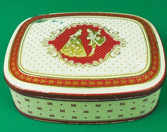 Vintage Oval Tin Box Eduscho Coffee * Vintage Tin Box Victorian Couple in Love * Made in Germany