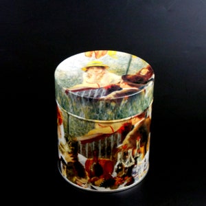 Vintage Round Tin Box E. Otto Schmidt * Feine Oblaten Lebkuchen Modern Art Tin Box * Made in W. Germany