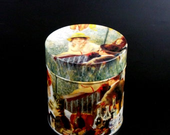 Vintage Round Tin Box E. Otto Schmidt * Feine Oblaten Lebkuchen Modern Art Tin Box * Made in W. Germany