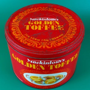 Vintage Large Tin Box Mackintosh&#39;s Quality Street Golden Toffee * Vintage Container Mackintosh&#39;s Toffees and Chocolates * Collectable Tin