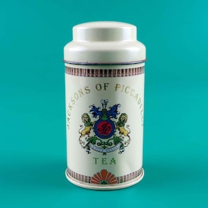 Antique Tea Tin Jacksons of Piccadilly * Collectable Round Tea Tin Box * Made in England