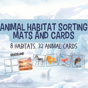 Ensemble imprimable de tapis et de cartes de tri Animal Habitats