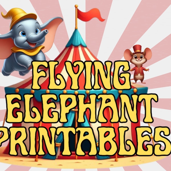 Flying Elephant Printables-letters, numbers, shapes, directional words, sensory bin and tabletop activities