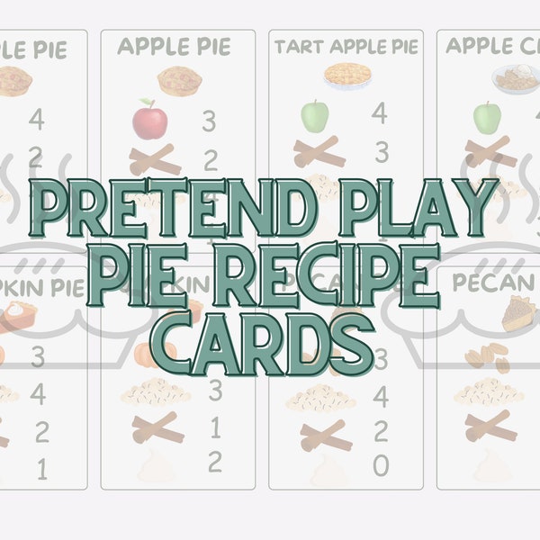 Pretend Play Pie Recipe Cards