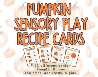 Pumpkin Sensory Play Recipe Cards and Banner