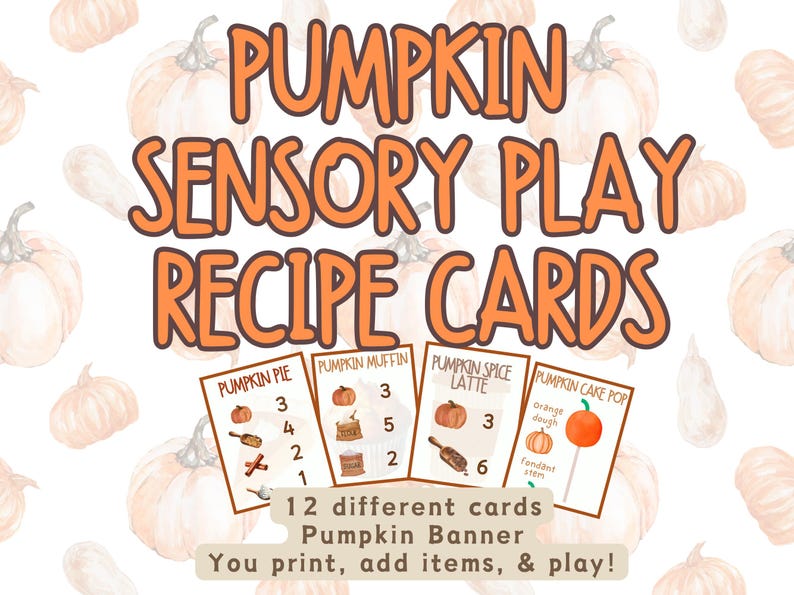 Pumpkin Sensory Play Recipe Cards and Banner - Etsy
