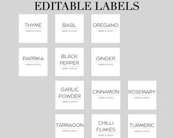 Minimalist Editable Label Bundle Templates | Printable Labels set white | Different Shapes and Sizes | Digital template