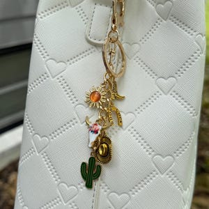 Western Cowboy Cactus Chunky Bag Charm | Handbag Purse Accessory Inspired Charm Keychain
