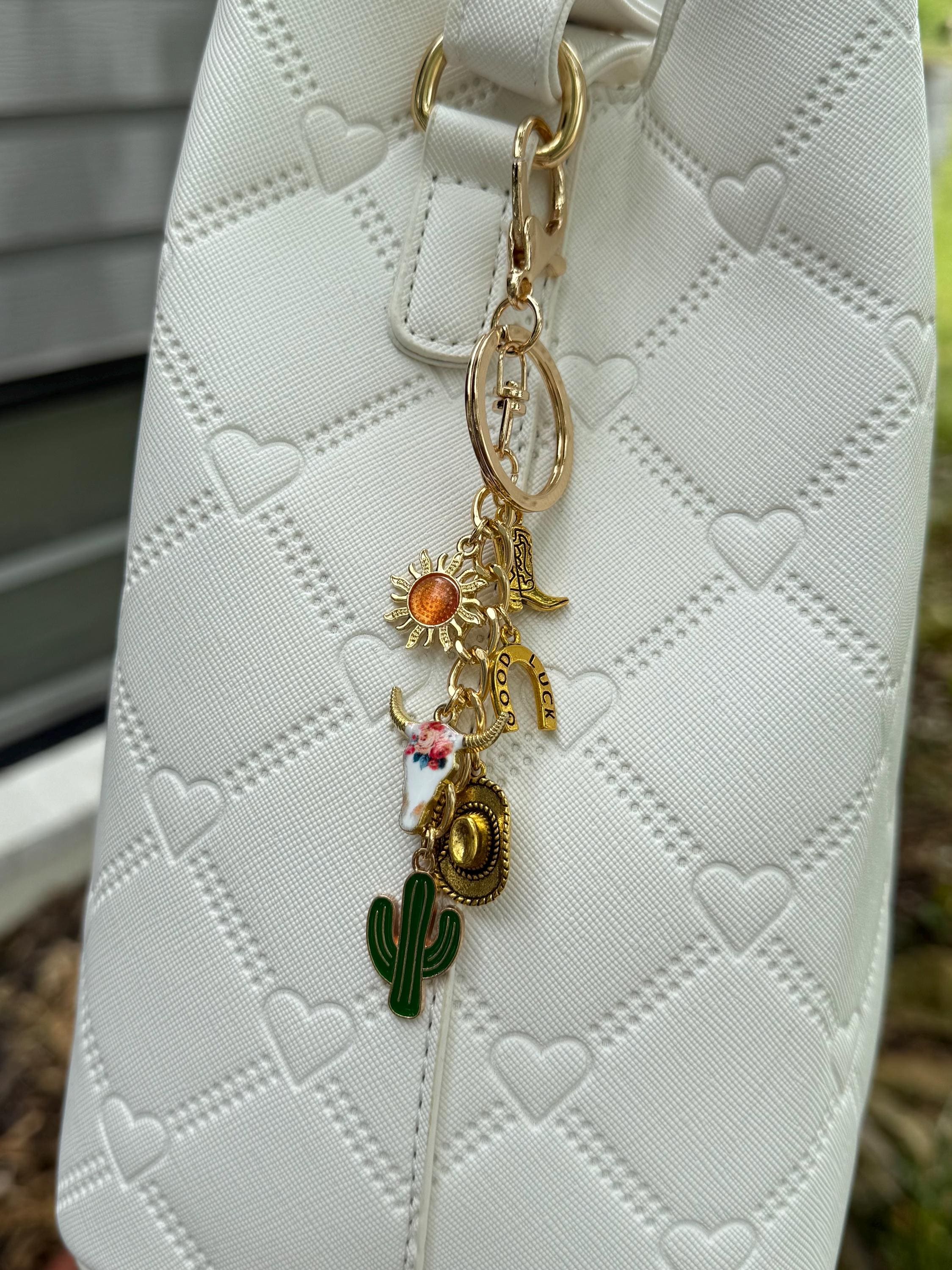 Western Cowboy Cactus Chunky Bag Charm | Handbag Purse Accessory Inspired Charm Keychain