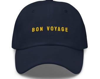 Bon Voyage Hut, Bon Voyage Kappe, Reisehut, Reisemütze, Gute Reisemütze, Gute Reisemütze, Gestickte Mütze