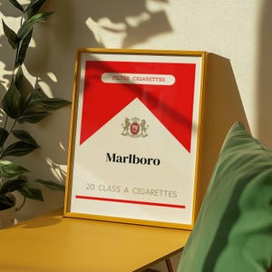 Retro Marlboro Red Cigarettes Semi Glossy Vertical Poster - Retro Wall Art Decor - 11x14&#39;&#39;