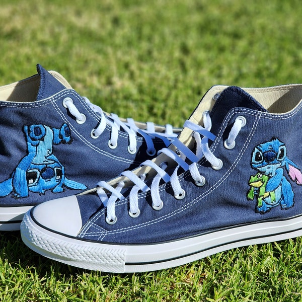 Custom Hand Embroidered Hi Top Converse Shoes
