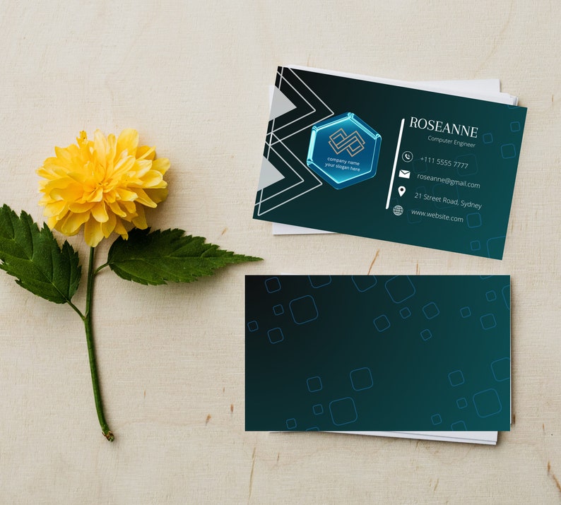 Simple Business Cards Template, Minimalist Business Card, Blue Modern ...