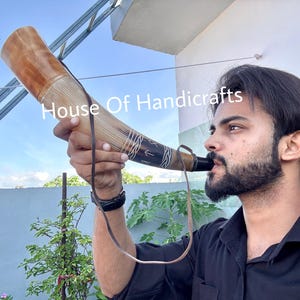 VIKING WAR HORN &#39;16&#39; battle trumpet crafted by houseofhandicrafts horn with ancient Sound, white/dark shade /birthday/christmas