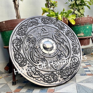 Handgemaakt Viking gesneden schild: Vikingschild '22,24,30,36' houten Viking schild muur decor, kamerdecoratie, cosplay, geschenken