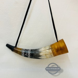 VIKING WAR HORN &#39;16&#39; battle trumpet crafted by houseofhandicrafts horn with ancient Sound, white/dark shade /birthday/christmas