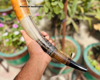 VIKING WAR HORN &#39;16&#39; battle trumpet inches crafted by house of handicrafts ,a natural horn with magical whistle sound