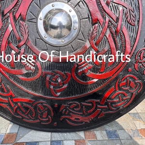 Handmade Viking Carved Shield:Viking Shield '22,24,30,36' Wooden Viking Shield Wall Decor,Room Decor,Cosplay,Gifts image 16