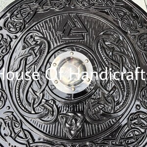 Handmade Viking Carved Shield:Viking Shield '22,24,30,36' Wooden Viking Shield Wall Decor,Room Decor,Cosplay,Gifts image 10