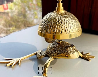 Antique brass frog style desk bell nautical hotel counter reception bell ,calling bell,,service bell