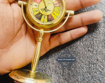 Horloge de table en laiton antique artisanale par House of handicrafts pour bureau à domicile décoratif