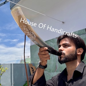 HANDMADE Viking War Horn &#39;18&#39; battle trumpet crafted by houseofhandicrafts,Historical Battle Horn